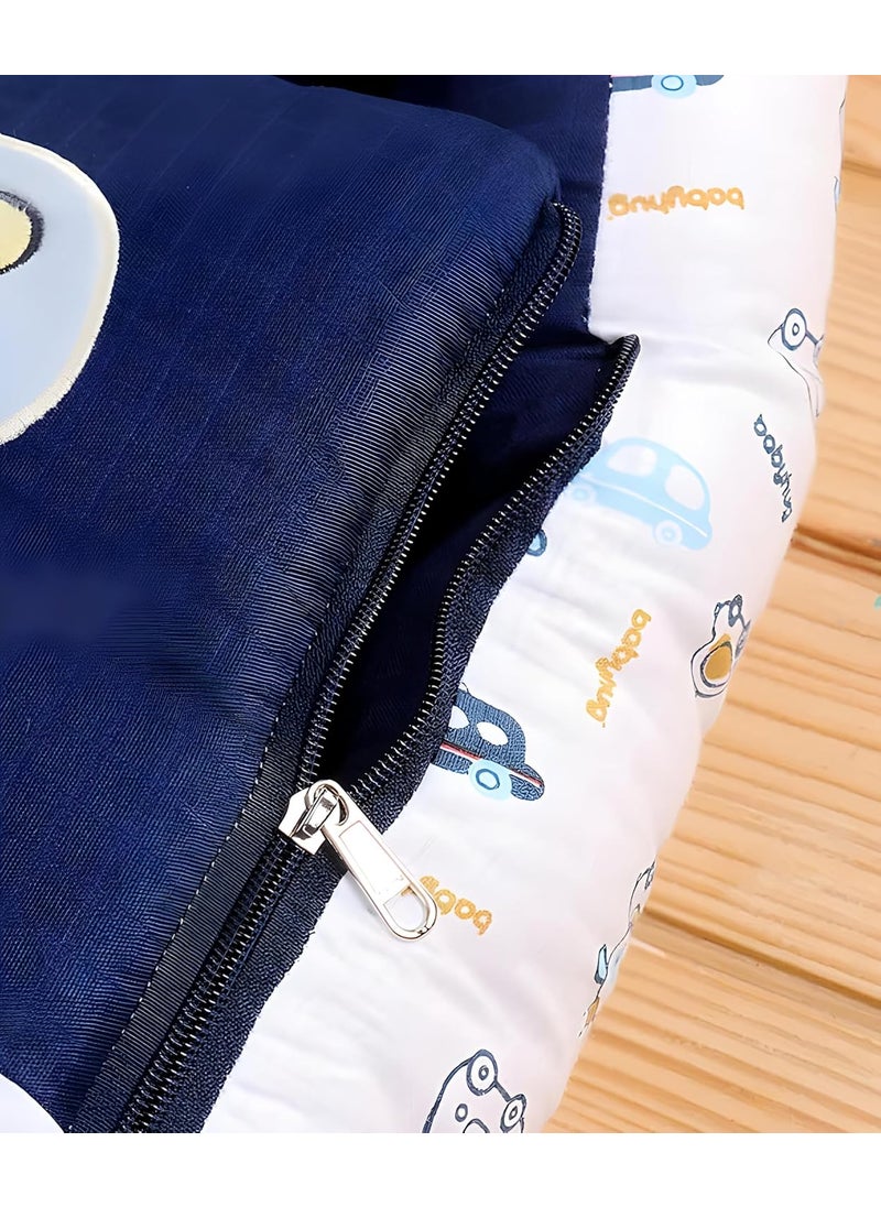 3 in 1 Baby Sleeping Bag Carry Nest Cotton Bedding Set for Infants New Born Baby PortableTravel Skin Friendly Dark Blue