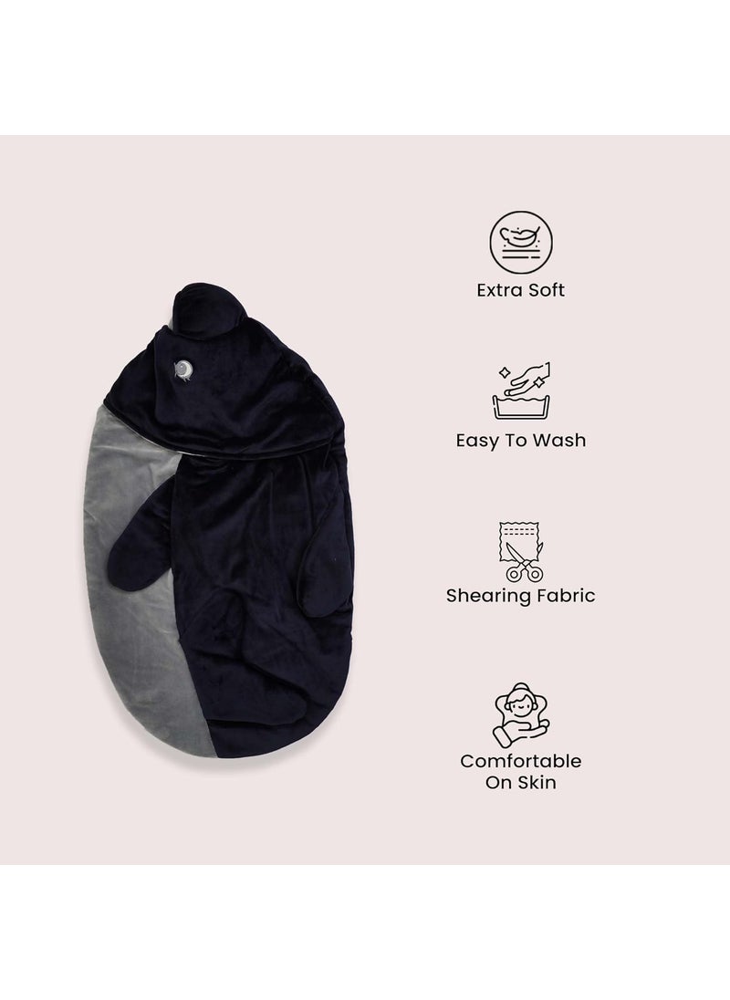 Moms Pet Baby Sleeping Bag and Baby Nest Shearing Finish Cotton Soft from Inside Machine Washable Portable Bassinet Dolphin Sleeping Bag for Newborn Babies 0M Brown