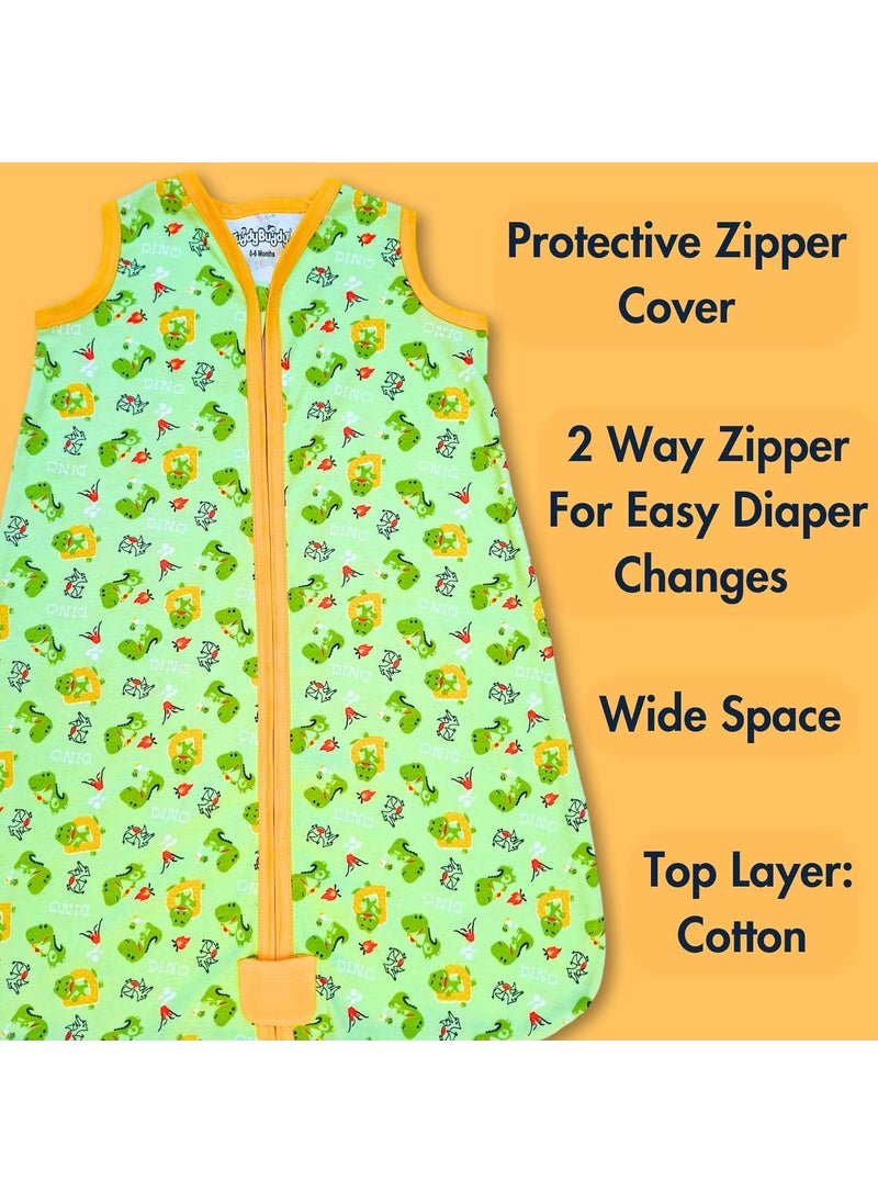 TuddyBuddy 100 Cotton Wearable Blanket Sleeping Bag for Baby Ideal for Babies Kids Hypoallergenic Fabrics Pack of 1 Green AOP 612 Months