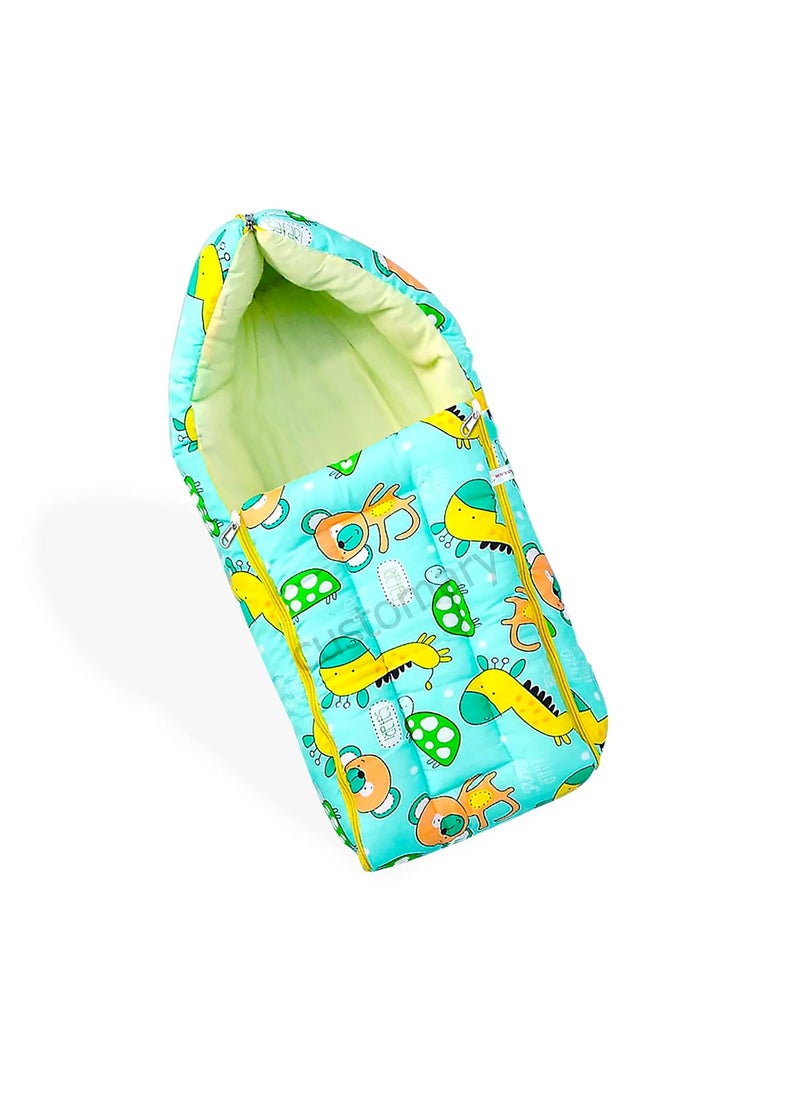 CUSTOMARY New Born Baby Mattress with Mosquito Net Sleeping Bag Combo Baby Gift Set Pink Kitty Green