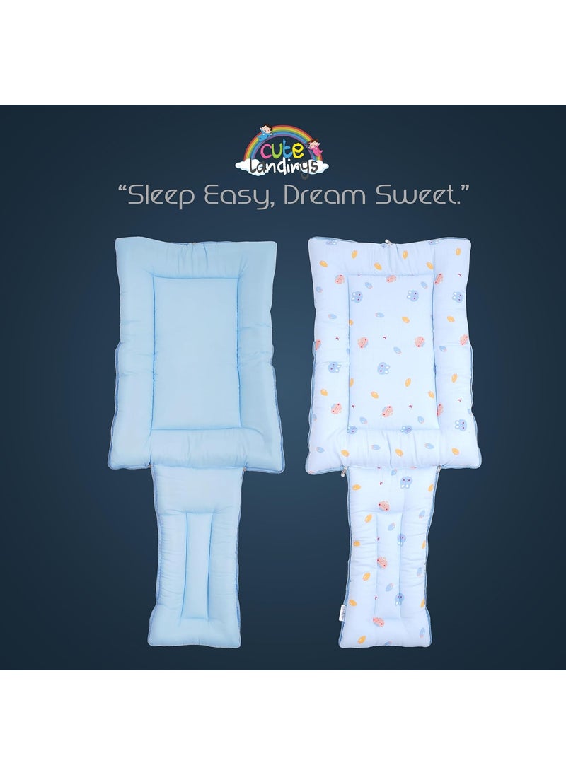 Cute Landings 3 in 1 Muslin Cotton Sleeping Bag for Newborn BabyCarry NestLightweightSkin FriendlyConvertibleHypoallergenicPortable Bassinet Essential Aslo use as Gaddi Set 06 Months Blue