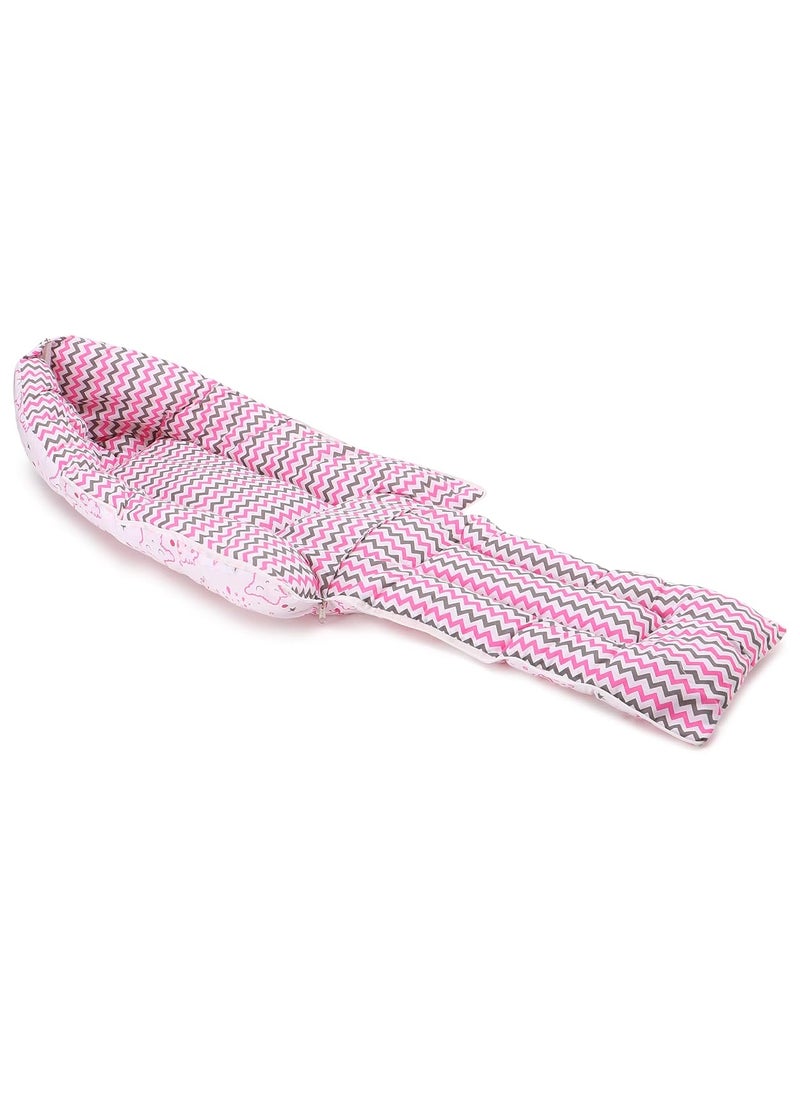 Be 1st Baby Cotton Carry Bag Crazy Stars Printed Baby Sleeping Bag Baby Bed Portable BassinetNest for CoSleeping Baby Bedding Carry Nest with 3Way Zip Opening for Baby Pink
