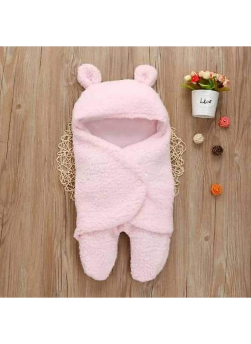 First Kick New Born Sleeping Bag Combo Pack of Super Soft Wearable Baby Wrapper Durable Fleece Polyester Cum Baby Sleeping Bag for Boys Baby Girls Babies 76cm x 70cm 06 Months Pack of 2 Pink