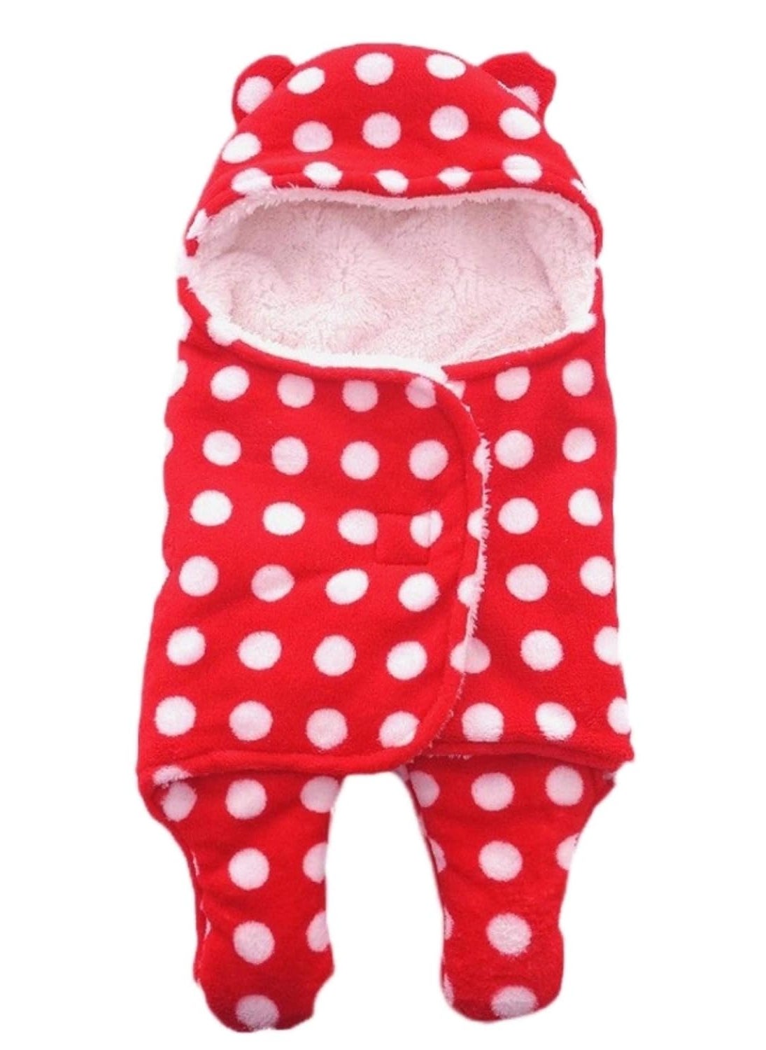 First Kick New Born Sleeping Bag Combo Pack of Super Soft Wearable Baby Wrapper Durable Fleece Polyester Cum Baby Sleeping Bag for Baby Boys Girls 76cm x 70cm 06 Months Pack of 2 Red Blue