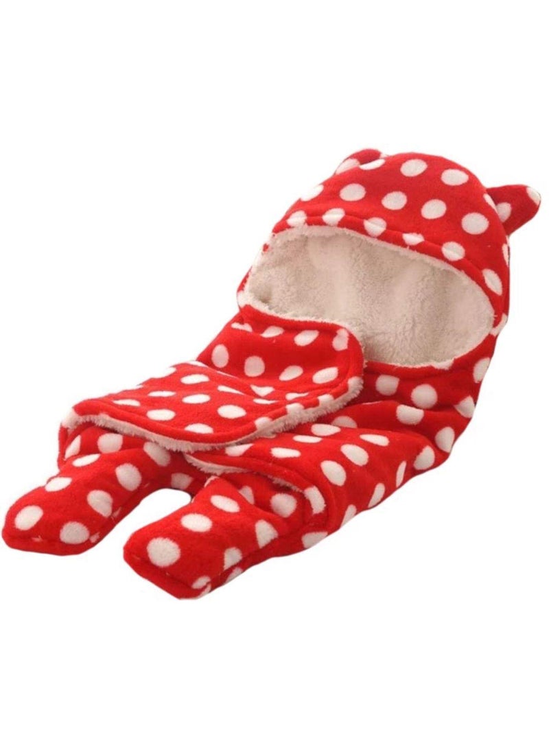 First Kick New Born Sleeping Bag Combo Pack of Super Soft Wearable Baby Wrapper Durable Fleece Polyester Cum Baby Sleeping Bag for Baby Boys Girls 76cm x 70cm 06 Months Pack of 2 Red Blue
