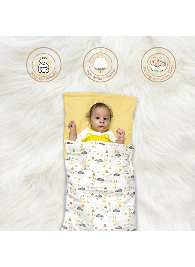 Musk Baby 3 in 1 Baby Sleeping Bag and Carry Nest Cotton Bedding Set for New Born Baby and Infants Portable and Travel Friendly 06 Months 200 TC Mustard