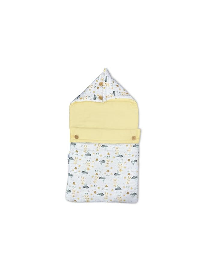 Musk Baby 3 in 1 Baby Sleeping Bag and Carry Nest Cotton Bedding Set for New Born Baby and Infants Portable and Travel Friendly 06 Months 200 TC Mustard