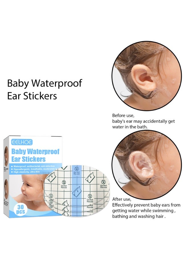 EELHOE waterproof earplugs are essential for protecting ears from water during bathing, hair washing, and swimming. 30-piece baby earplug protection stickers