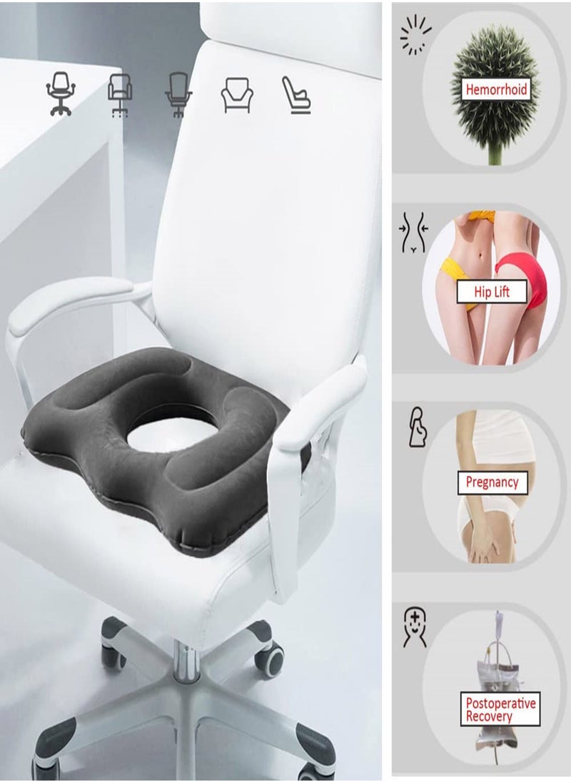 Inflatable Donut Seat Cushion for Office Chairs, Portable Tailbone Pain Relief Pillow for Car Seats, Ideal for Hemorrhoids and Pressure Sores, Perfect for Daily Use and Prolonged Sitting