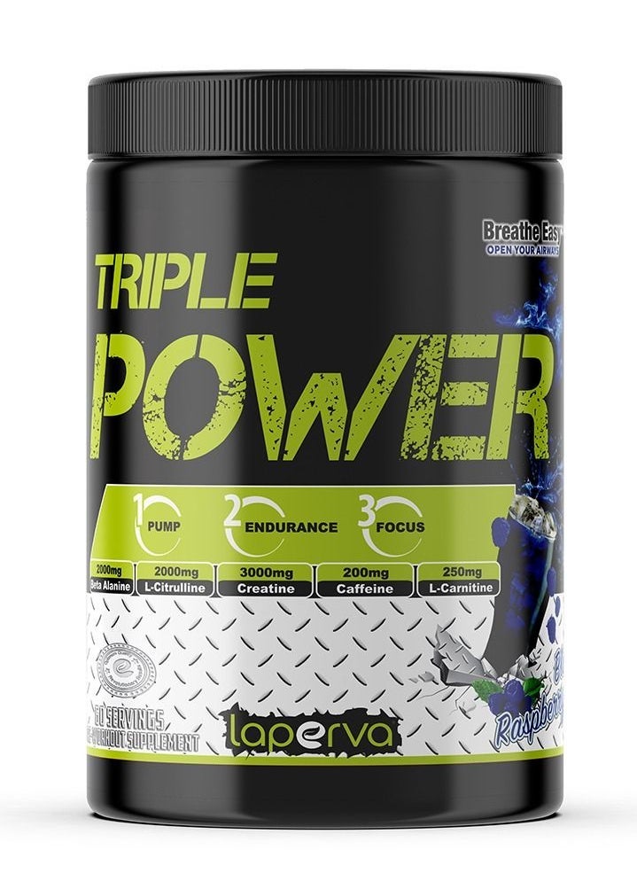 Triple Power Pre Workout Blue Raspberry 60 Servings