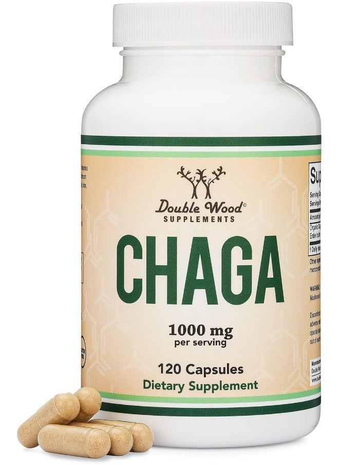 Chaga Mushrooms Capsules 120 Count (1,000Mg Per Serving) High In Polysaccharides, Beta Glucans, And Terpenoids - Grown And Made In The Usa, Vegan Safe, Organic By