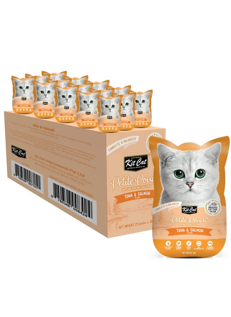 Kit Cat Petite wet food Pouch 70g Tuna & Salmon 24pcs