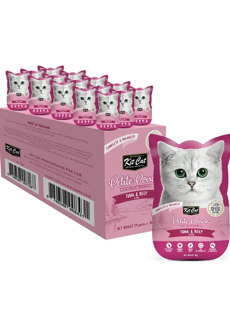 Kit Cat Petite wet food Pouch 70g – Tuna & Beef 24pcs