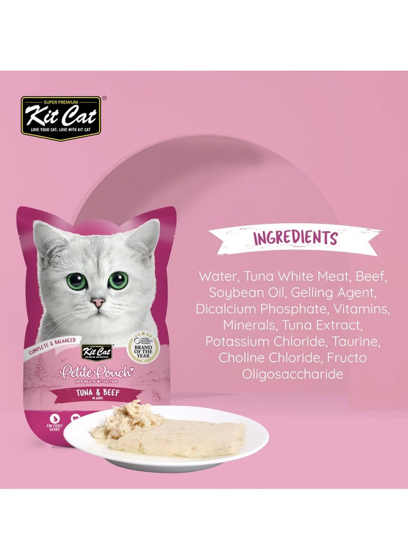 Kit Cat Petite wet food Pouch 70g – Tuna & Beef 24pcs