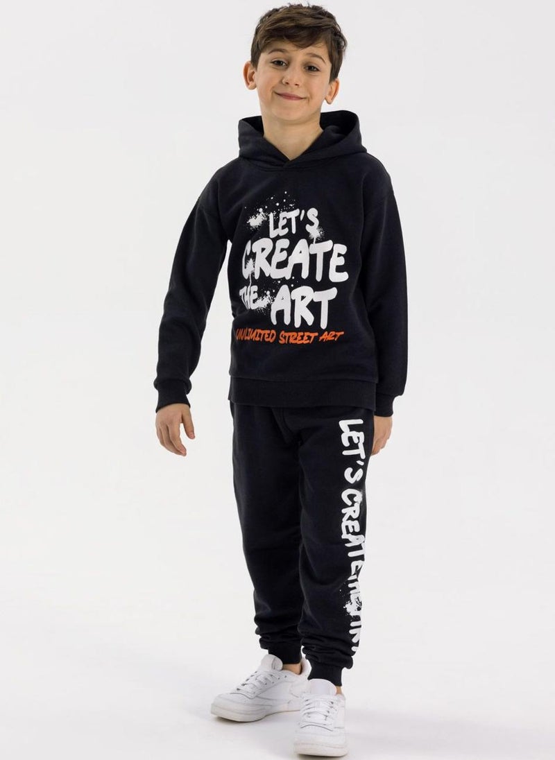 Boys Cotton Hoodie And Joggers Set