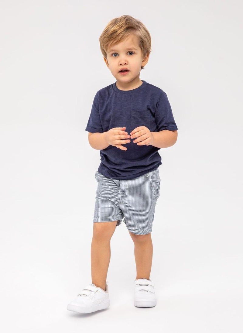Teen Boys Belted Striped Denim Short