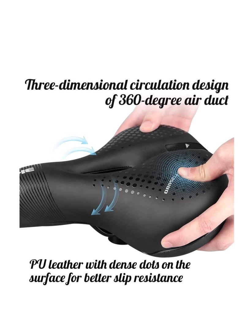 Comfortable Gel Bike Seat with Memory Foam Cushion, Wide Padded Saddle for Men and Women, Universal Fit for Peloton, Stationary, and Mountain Bikes.
