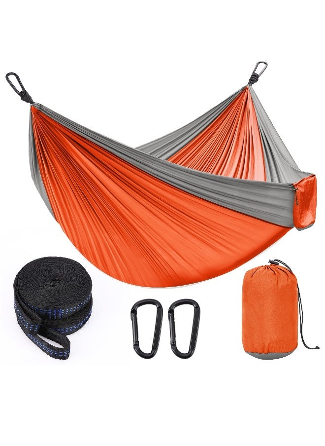 Lightweight Double Camping Hammock with Tree Straps - Portable Nylon Parachute Hammock for Travel, Backpacking, Hiking - Outdoor Hammock for 2 People