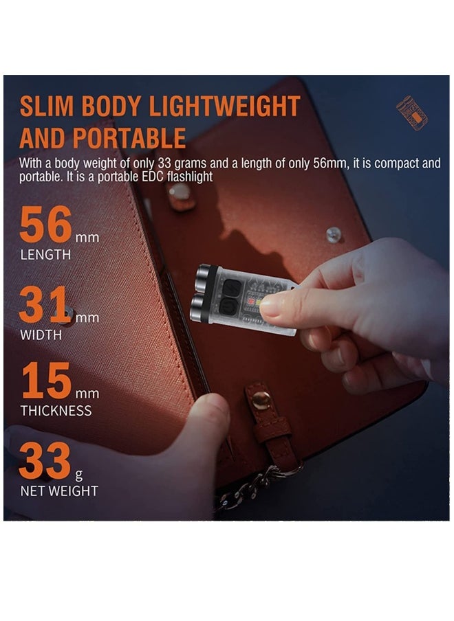 900 Lumen Mini Flashlight - USB Rechargeable Keychain EDC Light, Super Bright Waterproof Tactical LED with Magnetic Base for Camping, Hiking, and Emergency Situations.