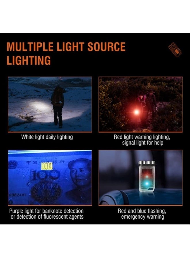 900 Lumen Mini Flashlight - USB Rechargeable Keychain EDC Light, Super Bright Waterproof Tactical LED with Magnetic Base for Camping, Hiking, and Emergency Situations.