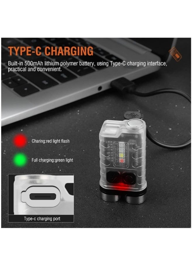 900 Lumen Mini Flashlight - USB Rechargeable Keychain EDC Light, Super Bright Waterproof Tactical LED with Magnetic Base for Camping, Hiking, and Emergency Situations.