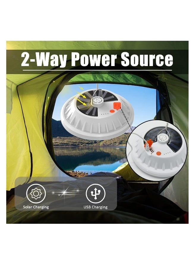 LED Solar Camping Lantern Portable Waterproof Solar USB Rechargeable with Remote Control Power Bank Flashlight Survival Kits for Indoor Outdoor Home Emergency Light Power Outages Hiking