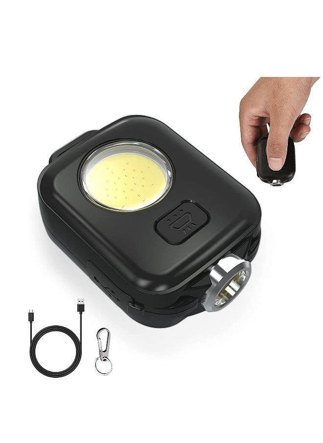 Mini Led Keychain Flashlight Bright 600LM Magnetic 7 Lighting Modes Built-in Rechargeable Battery with Type-C USB Cable IPX6 Waterproof and Drop Resistant Flashlight for Outdoor Camping