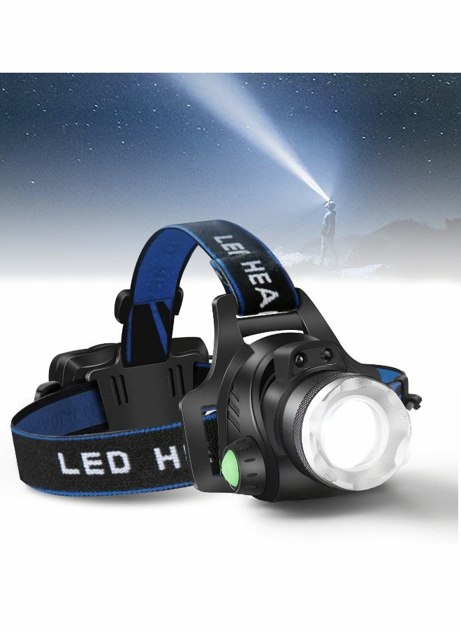 Headlamp USB Rechargeable LED Head Lamp Adjustable Headband 4 Modes Grade, IPX4 Waterproof Lightweight USB Head Light for Outdoor Running Hunting Hiking Camping Gear