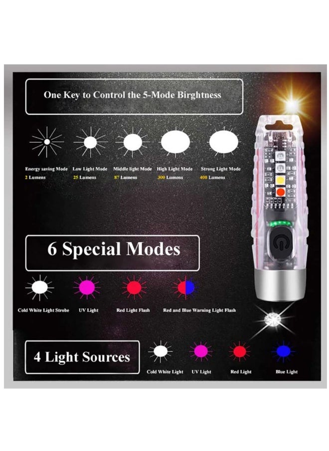 S12 Plus Mini LED Flashlight - USB Rechargeable Keychain Light with 11 Modes for Main & Side Illumination, Perfect for Daily Use, Backpacking, Camping, and Hiking.