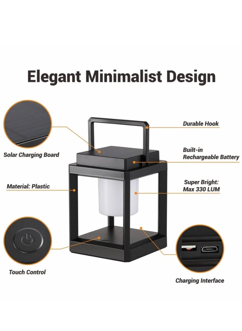 Outdoor Camping Lamp, LED Portable Rechargeable Solar Lamp Waterproof & Touch Control Outdoor Lamps Cordless Lights, Outdoor Table Lamp