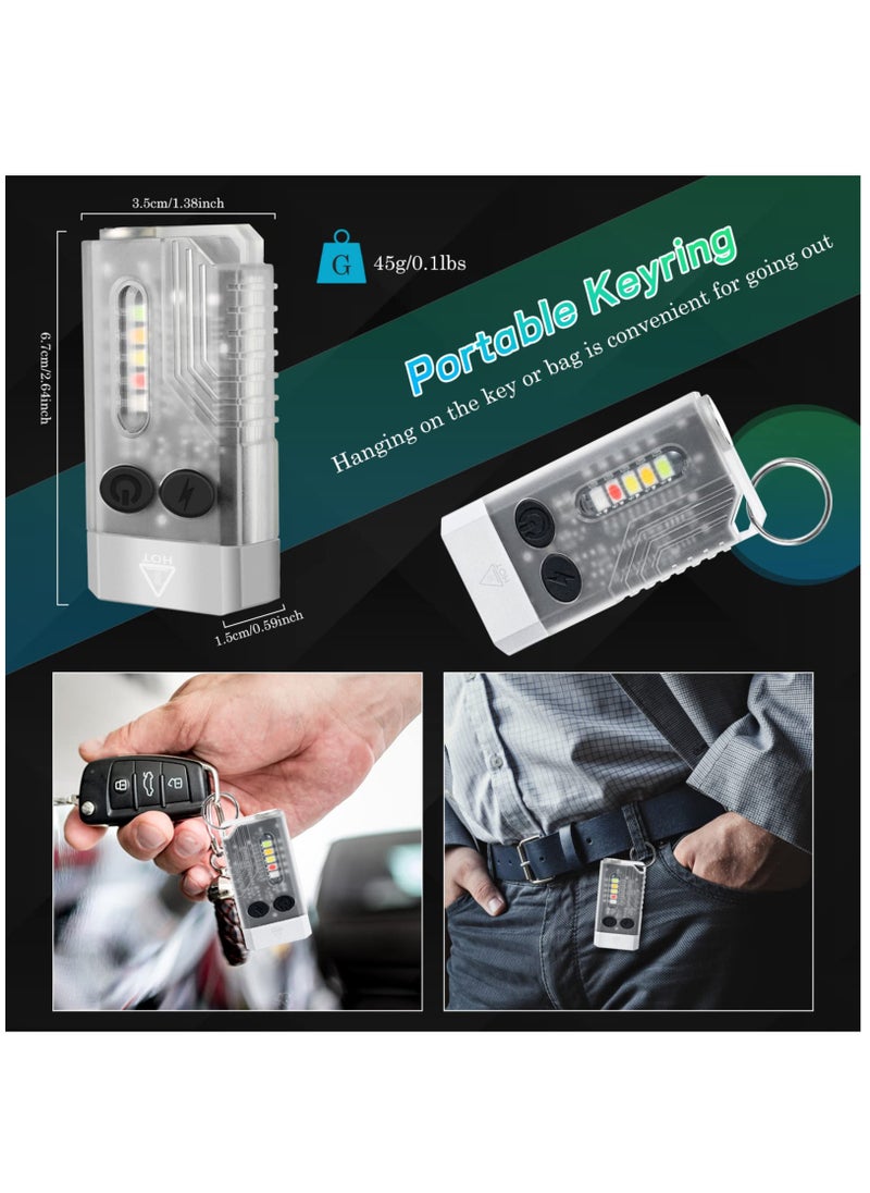 Rechargeable Mini LED Keychain Flashlight, 1000LM Powerful EDC Torch with 14 Modes, UV Light, Magnetic Tail, IPX4 Waterproof - Perfect for Camping, Hiking, and Emergencies.