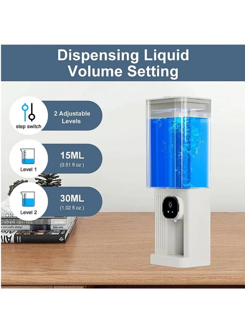 Automatic Mouthwash Dispenser for Bathroom, 700mL(23.67 Oz) Wall Mounted Mouth Wash Dispenser with Magnetic Cups, Rechargable and 2 Dispensing Levels Mouth Pumb Dispenser for All Age Groups (White)