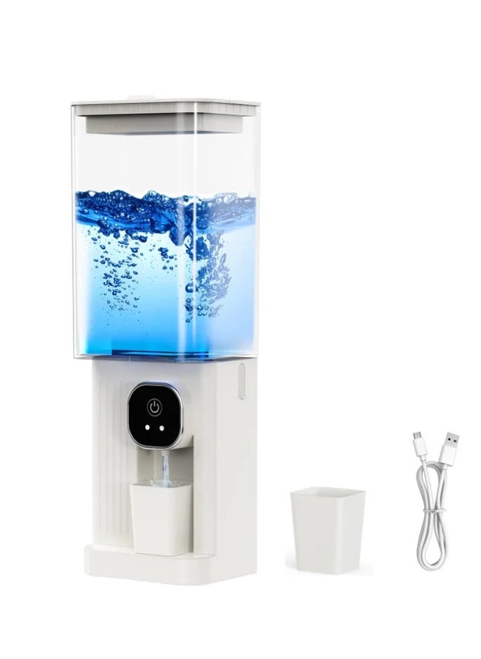 Automatic Mouthwash Dispenser for Bathroom, 700mL(23.67 Oz) Wall Mounted Mouth Wash Dispenser with Magnetic Cups, Rechargable and 2 Dispensing Levels Mouth Pumb Dispenser for All Age Groups (White)