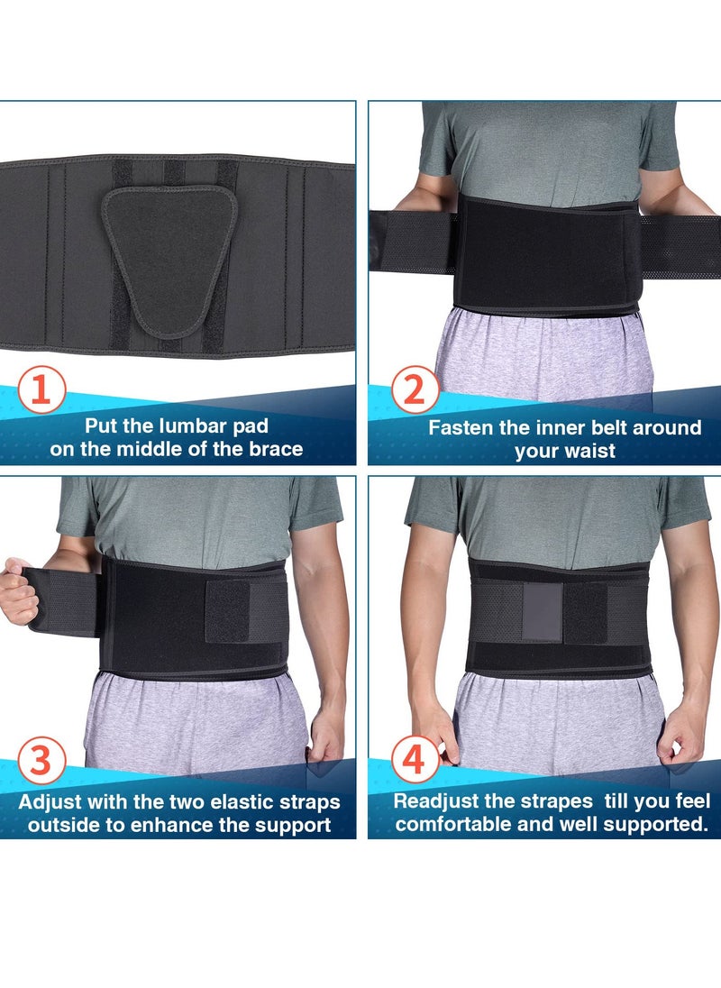 Lumbar Support Belt for Men Heavy Lifting Work, Back Brace for Lower Back Pain, Breathable Back Support Belt with Lumbar Pad for Scoliosis, Herniated Disc, Sciatica 4XL Fit Size:63''-68.9''
