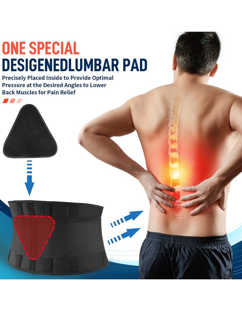 Lumbar Support Belt for Men Heavy Lifting Work, Back Brace for Lower Back Pain, Breathable Back Support Belt with Lumbar Pad for Scoliosis, Herniated Disc, Sciatica 4XL Fit Size:63''-68.9''
