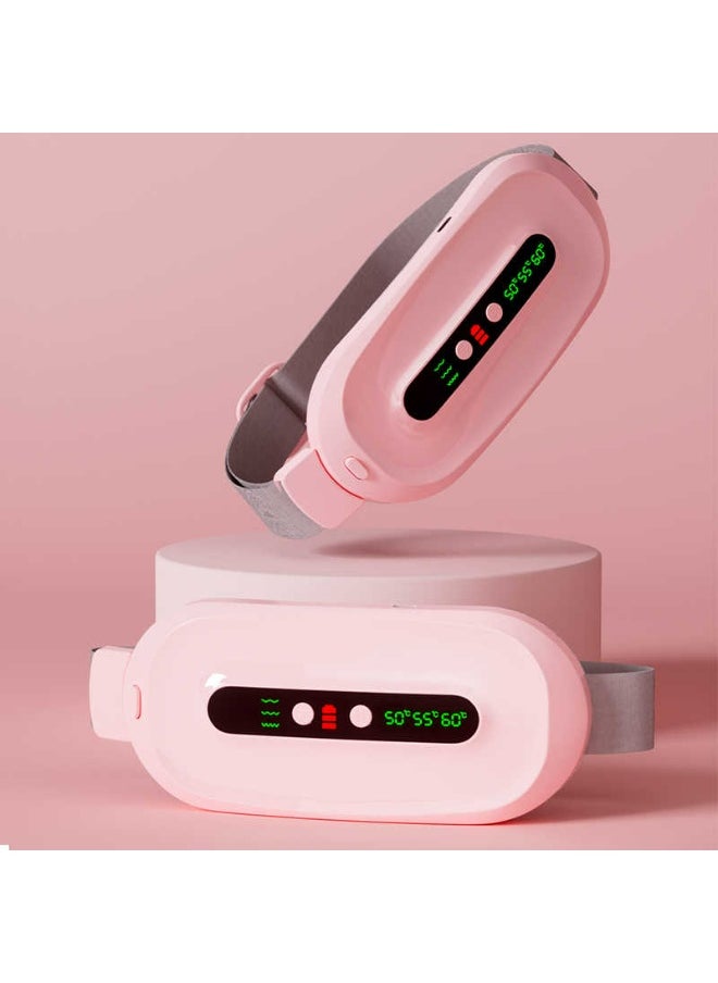 Cordless Heating Pad for Cramps & Back Pain Relief – Rechargeable Wearable Heat Belt with 3 Heat Levels, 4 Vibration Modes & Adjustable Strap for Women’s Menstrual Comfort (Pink)