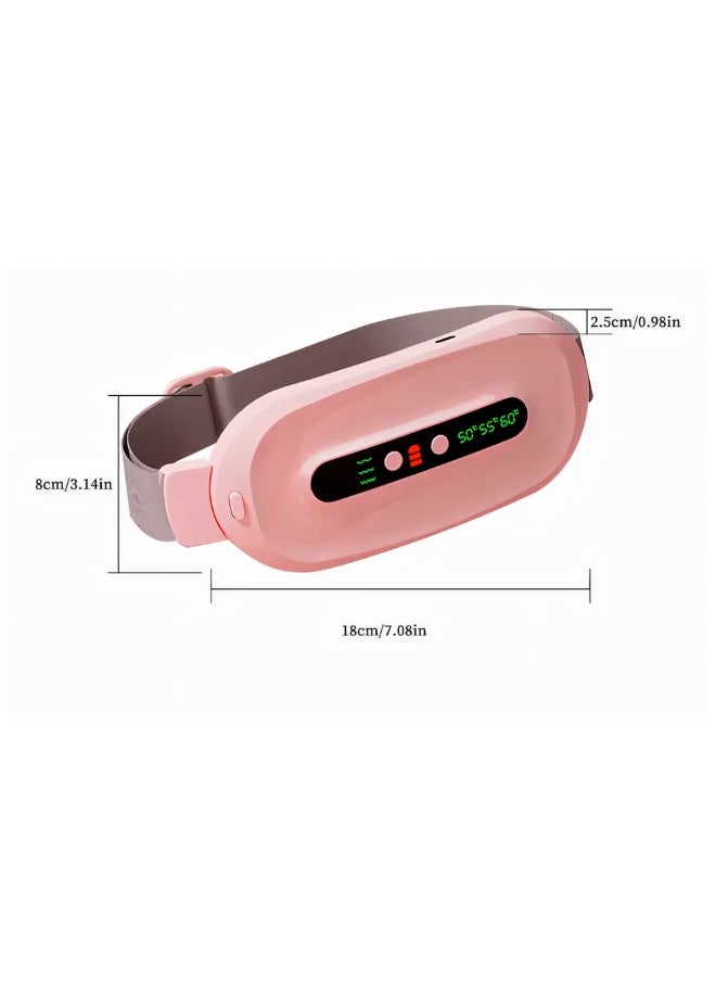 Cordless Heating Pad for Cramps & Back Pain Relief – Rechargeable Wearable Heat Belt with 3 Heat Levels, 4 Vibration Modes & Adjustable Strap for Women’s Menstrual Comfort (Pink)