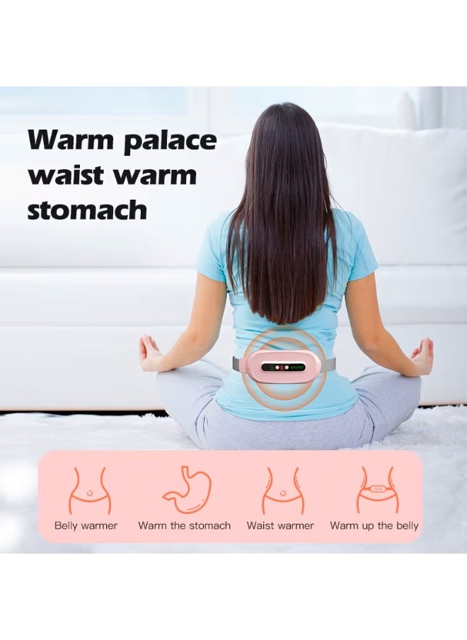 Cordless Heating Pad for Cramps & Back Pain Relief – Rechargeable Wearable Heat Belt with 3 Heat Levels, 4 Vibration Modes & Adjustable Strap for Women’s Menstrual Comfort (Pink)