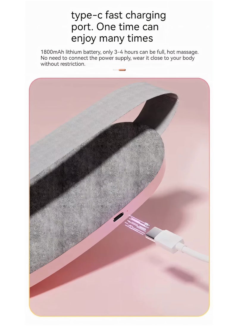Cordless Heating Pad for Cramps & Back Pain Relief – Rechargeable Wearable Heat Belt with 3 Heat Levels, 4 Vibration Modes & Adjustable Strap for Women’s Menstrual Comfort (Pink)