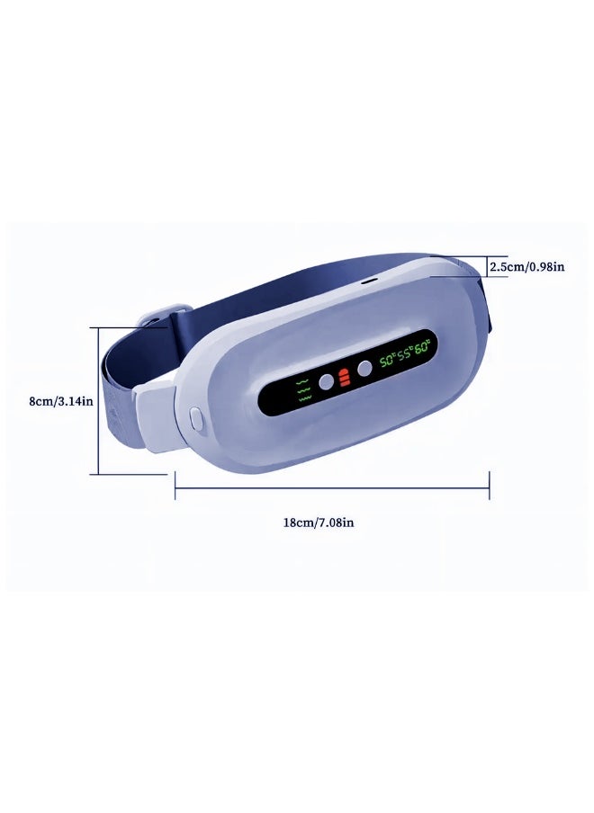 Cordless Heating Pad for Cramps & Back Pain Relief – Rechargeable Wearable Heat Belt with 3 Heat Levels, 4 Vibration Modes & Adjustable Strap for Women’s Menstrual Comfort (Blue)