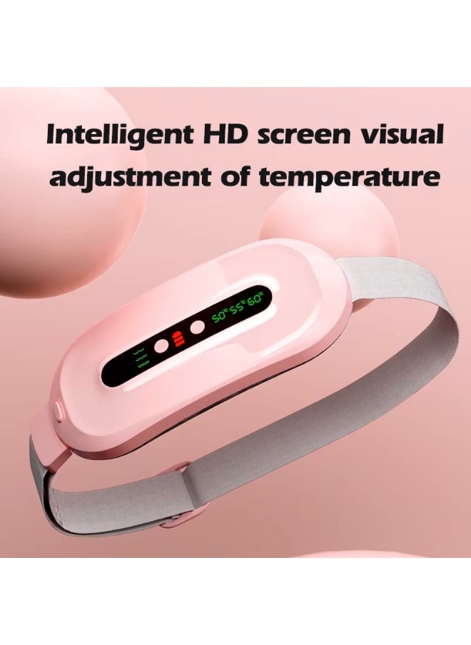 Cordless Heating Pad for Cramps & Back Pain Relief – Rechargeable Wearable Heat Belt with 3 Heat Levels, 4 Vibration Modes & Adjustable Strap for Women’s Menstrual Comfort (Blue)