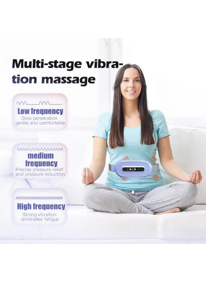 Cordless Heating Pad for Cramps & Back Pain Relief – Rechargeable Wearable Heat Belt with 3 Heat Levels, 4 Vibration Modes & Adjustable Strap for Women’s Menstrual Comfort (Blue)