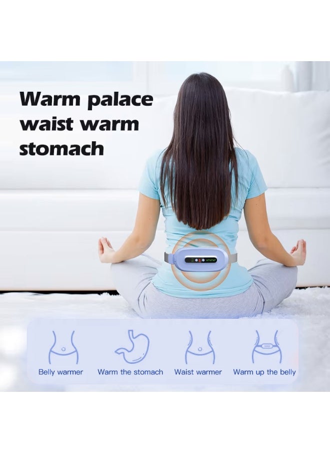 Cordless Heating Pad for Cramps & Back Pain Relief – Rechargeable Wearable Heat Belt with 3 Heat Levels, 4 Vibration Modes & Adjustable Strap for Women’s Menstrual Comfort (Blue)