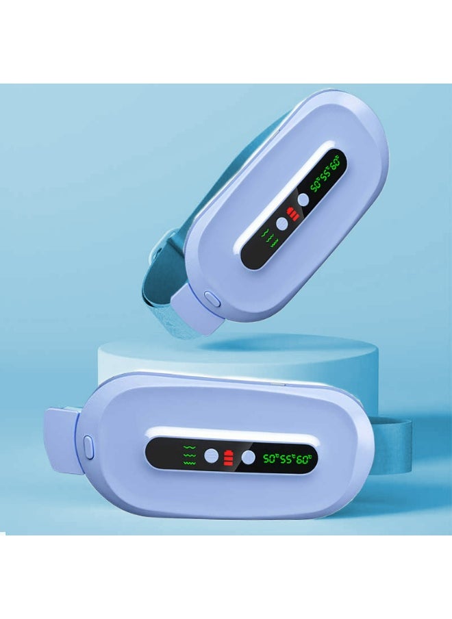 Cordless Heating Pad for Cramps & Back Pain Relief – Rechargeable Wearable Heat Belt with 3 Heat Levels, 4 Vibration Modes & Adjustable Strap for Women’s Menstrual Comfort (Blue)