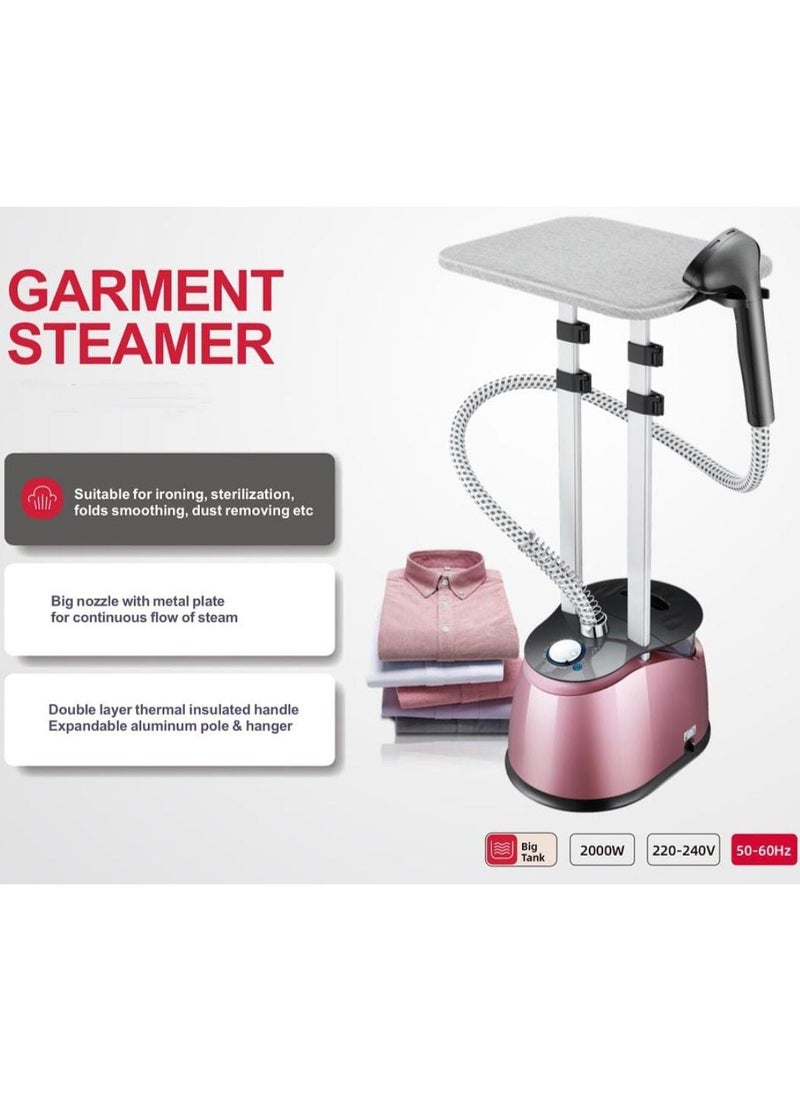 Garment Steamer 2000W with Large Water Tank – Vertical Clothes Steamer with Double-Layer Thermal Insulated Hanger, Ironing, Sterilization & Dust Removal – Professional Fabric Steamer for Home Use