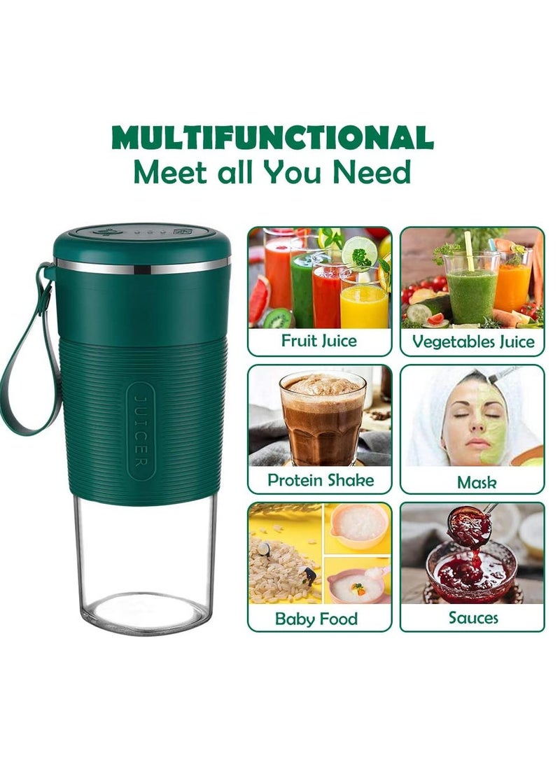 Portable Blender Cup 300 ML, Personal Smoothie Maker for Travel and Sports, Battery-Powered Juicer with Stainless Steel Cutter Head