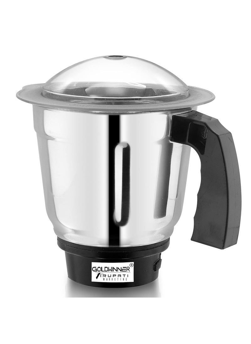 Goldwinner Dry Jar for Mixer Grinder Stainless Steel Mixer Dry Jar with Handle Heavy Duty Aluminium Base with Lid Fitting All Regular Grinder Mixer 700 ml Mixer Juicer Jar 700 ml