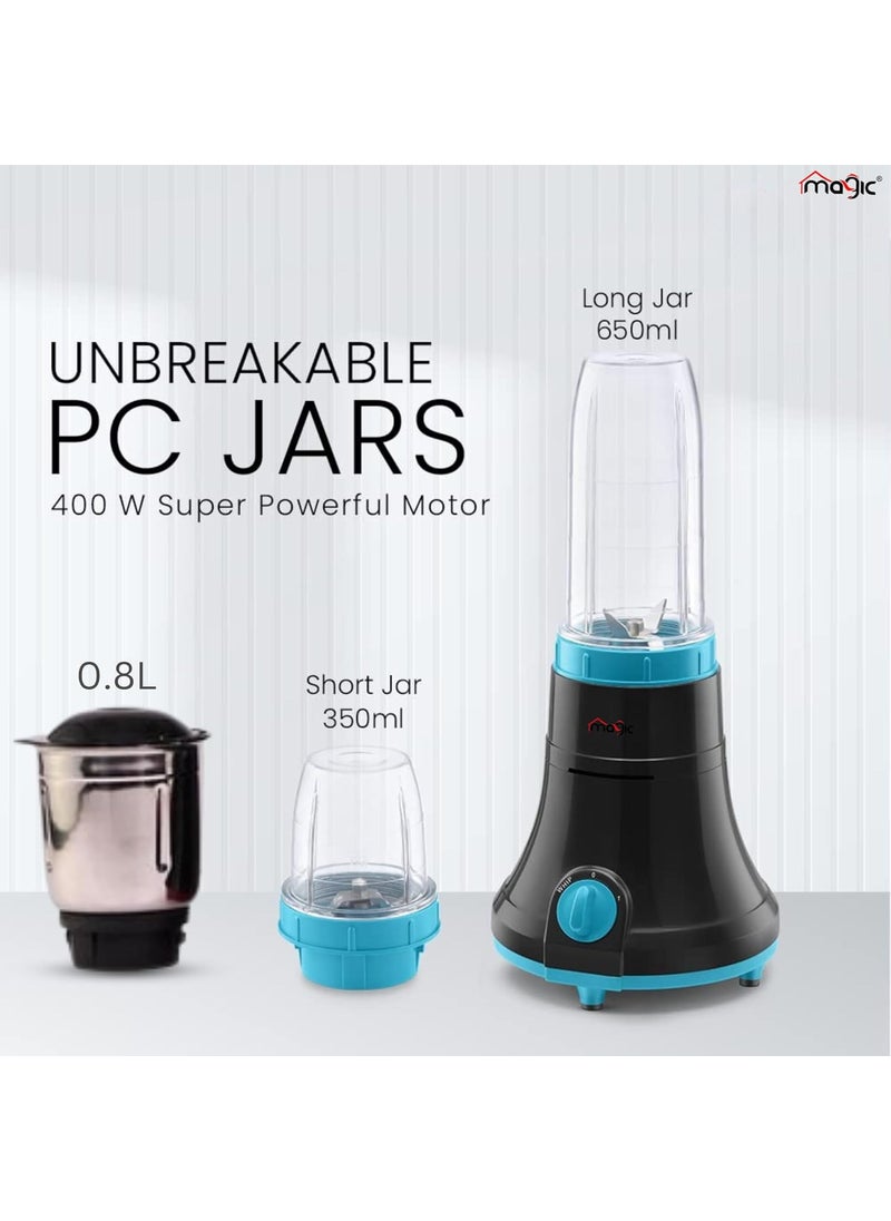 Magic Smart Mixer Grinder Vet Dry Grinder 400 W Nutri Blender Machine With 3 Jar Smoothie Maker Juicer Maker Machine 1 Year Warranty
