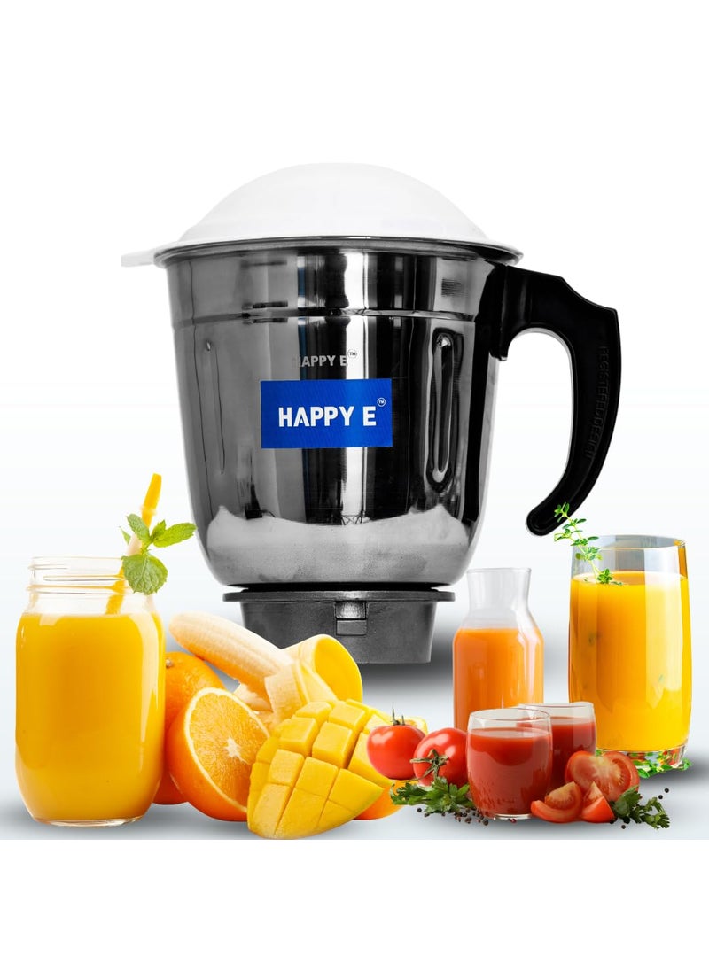 HAPPY E 1500ML MG Mixer Grinder Steel Jar Stainless Steel Aluminium Base