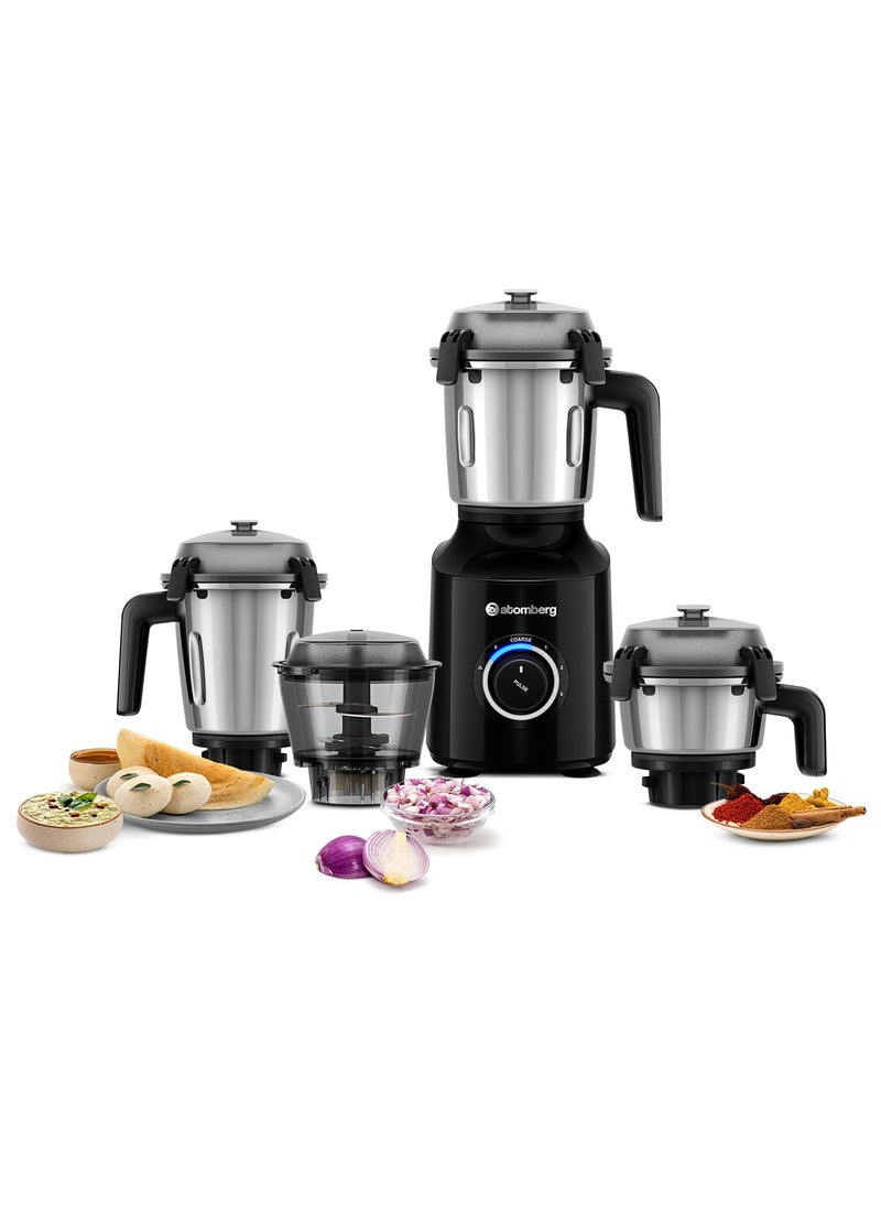 Atomberg Zenova Mixer Grinder with Unique Coarse Mode Advanced Safety Features 4 Jars including Chopper Jar with Hands Free Operation Black